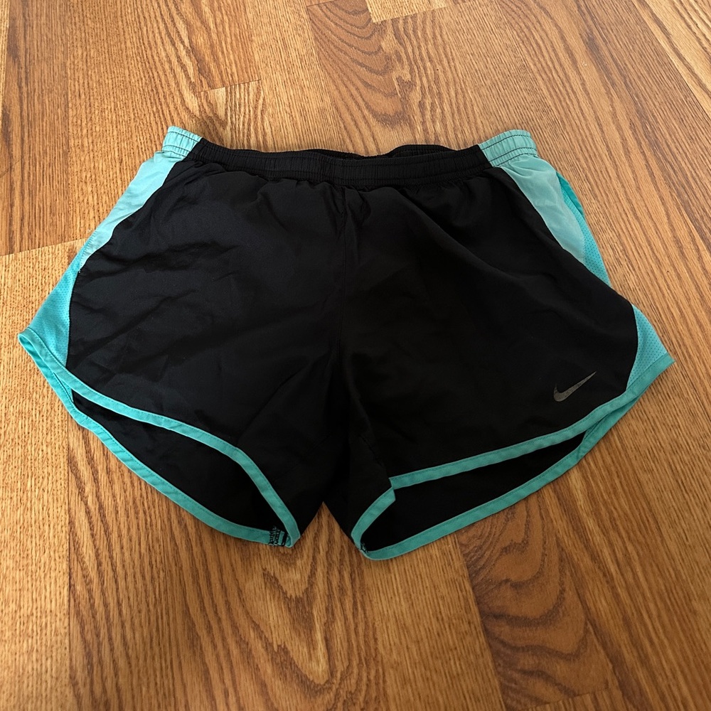 Nike tempo brief lined running shorts - black and teal